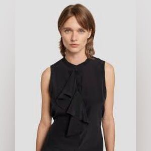 NWT 7 For All Mankind Elegant Black Sleeveless SS Ruffle Blouse,small